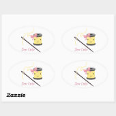 かわいい縫い 楕円形シール (シート)