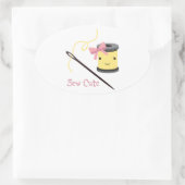 かわいい縫い 楕円形シール (バッグ)