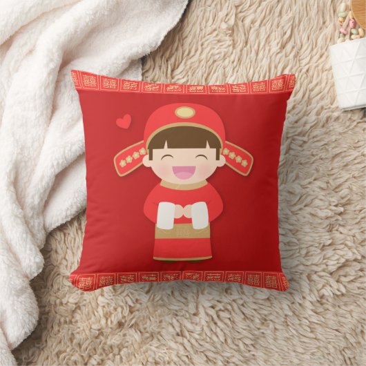 かわいい繁文の新郎の結婚式の装飾 クッション (ブランケット)