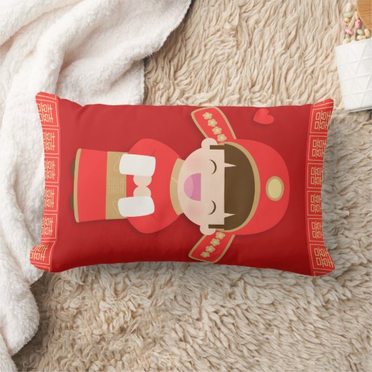 かわいい繁文の新郎の結婚式の装飾 ランバークッション (ブランケット)