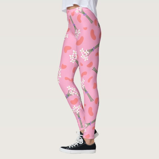 かわいい繊細なデイジーの小さな花束パターン レギンス (左)