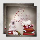 かわいい羊が本のベビーシャワーを持って来る 招待状 (正面/裏面)