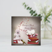 かわいい羊が本のベビーシャワーを持って来る 招待状 (スタンド正面)