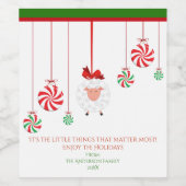 かわいい羊とクリスマスキャンディー ワインラベル (シングルラベル)