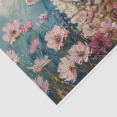 かわいい羊とピンクの野絵画花のデコパージュ 薄葉紙 (詳細)