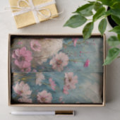 かわいい羊とピンクの野絵画花のデコパージュ 薄葉紙 (ギフト)