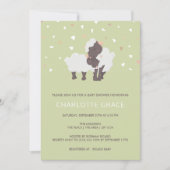 かわいい羊と子羊の赤パーソナライズされたちゃんシャワー 招待状 (正面)