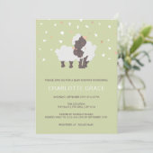 かわいい羊と子羊の赤パーソナライズされたちゃんシャワー 招待状 (スタンド正面)
