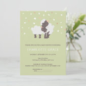 かわいい羊と子羊の赤パーソナライズされたちゃんシャワー 招待状 (スタンド正面)