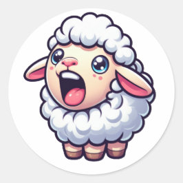かわいい羊にあくびをしている ラウンドシール