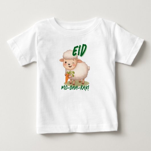 かわいい羊のイード・アル＝アドハの赤ちゃん服 ベビーTシャツ (正面)