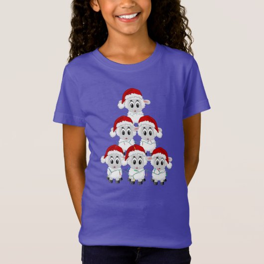 かわいい羊のクリスマスツリー Tシャツ (正面)