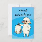 かわいい羊のジャケットの漫画 招待状 (裏面)