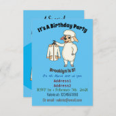 かわいい羊のジャケットの漫画 招待状 (正面/裏面)