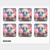 かわいい羊のステッカー スクエアシール (シート)