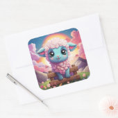 かわいい羊のステッカー スクエアシール (封筒)