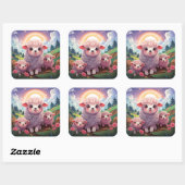 かわいい羊のステッカー スクエアシール (シート)