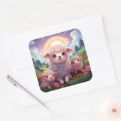 かわいい羊のステッカー スクエアシール (封筒)