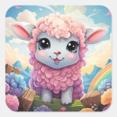 かわいい羊のステッカー スクエアシール (正面)