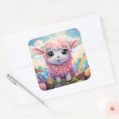 かわいい羊のステッカー スクエアシール (封筒)