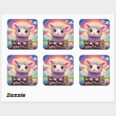 かわいい羊のステッカー スクエアシール (シート)