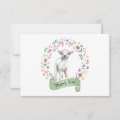 かわいい羊のドゥードル花輪の感謝カード サンキューカード (正面)