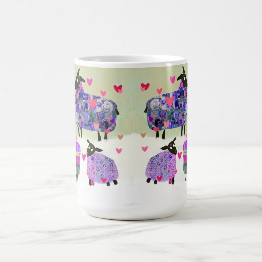 かわいい羊のバレンタインのセラミックマグカップ コーヒーマグカップ (中央)