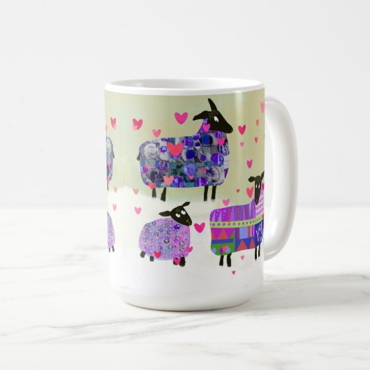 かわいい羊のバレンタインのセラミックマグカップ コーヒーマグカップ (正面右)