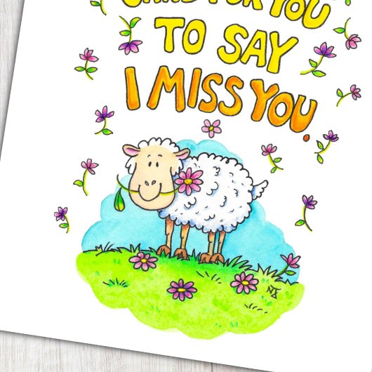 かわいい羊のバレンタインの葉書 ポストカード