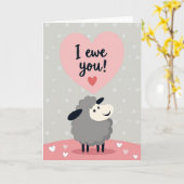 かわいい羊のバレンタインカード "I ewe you" カード (黄色い花)