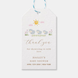かわいい羊のフローラガーデン赤ちゃんシャワーありがとう ギフトタグ