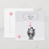 かわいい羊のペーパーアート かわいい サンキューカード (正面/裏面)