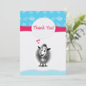 かわいい羊のペーパーアート モダン サンキューカード (スタンド正面)