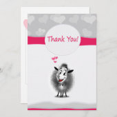 かわいい羊のペーパーアート ラブリー サンキューカード (正面/裏面)