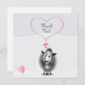 かわいい羊のペーパーアート ラブリー サンキューカード (正面/裏面)
