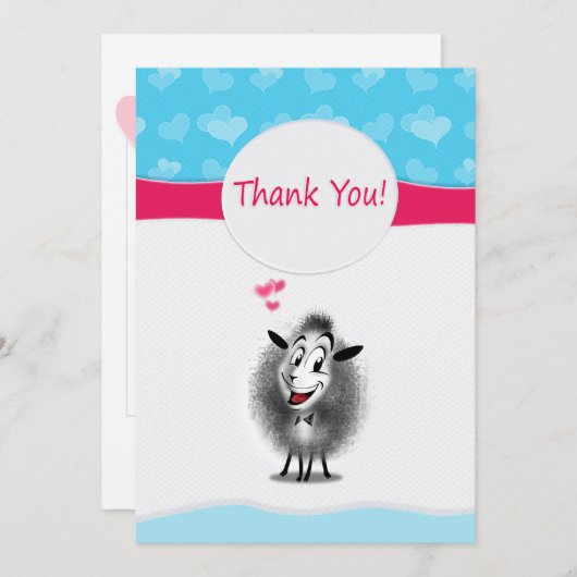 かわいい羊のペーパーアート 現代 サンキューカード (正面/裏面)
