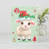 かわいい羊のラムサンタクリスマスホリデーファミリー名 シーズンカード (スタンド正面)