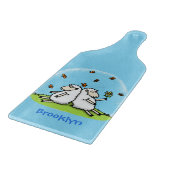 かわいい羊の友人と蝶の漫画 カッティングボード (角)