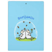 かわいい羊の友人と蝶の漫画 クリップボード (裏面)