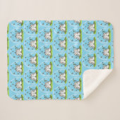 かわいい羊の友人と蝶の漫画 シェルパブランケット (正面(横))