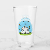 かわいい羊の友人と蝶の漫画 タンブラーグラス (正面)