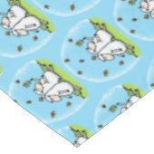 かわいい羊の友人と蝶の漫画 テーブルクロス (アングル)