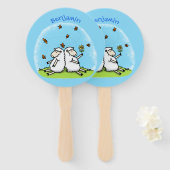 かわいい羊の友人と蝶の漫画 ハンドファン (正面&裏面)