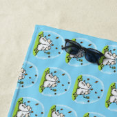 かわいい羊の友人と蝶の漫画 ビーチタオル (インサイチュ)