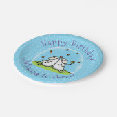 かわいい羊の友人と蝶の漫画 ペーパープレート (アングル)