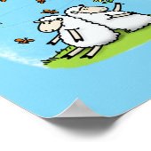 かわいい羊の友人と蝶の漫画 ポスター (角)