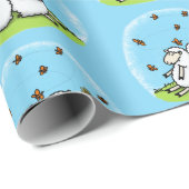 かわいい羊の友人と蝶の漫画 ラッピングペーパー (ロールコーナー)