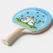 かわいい羊の友人と蝶の漫画 卓球ラケット (正面アングル)