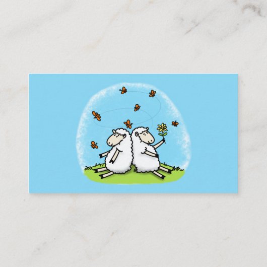 かわいい羊の友人と蝶の漫画 名刺 (裏面)