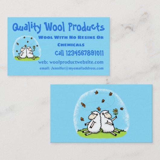 かわいい羊の友人と蝶の漫画 名刺 (正面/裏面)